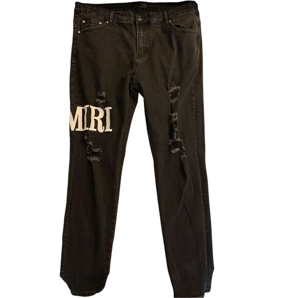 AMIRI distressed jeans black men's size 40 - Picture 1 of 6